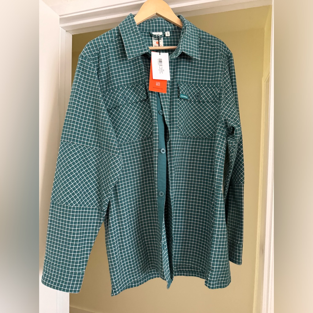 Bearedgoat Men's Teal Grid Button-Up Shirt Jacket